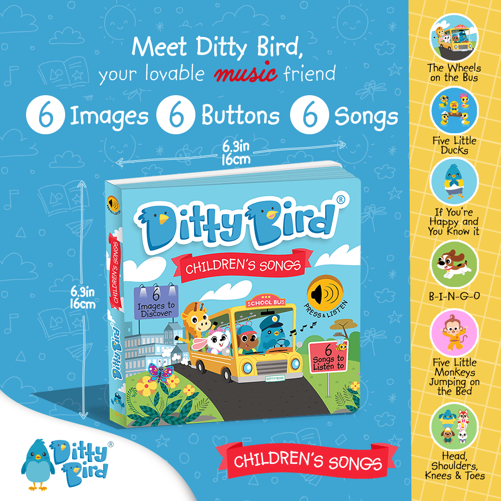 Children's Songs Ditty Bird Musical Board Book | USB-C Rechargeable