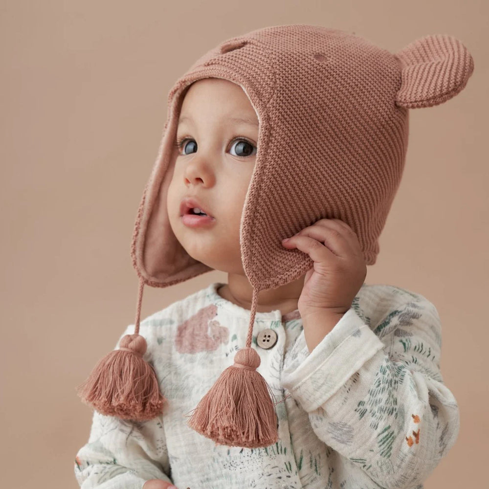 Elegant Baby Bear Aviator Knit Baby Hat