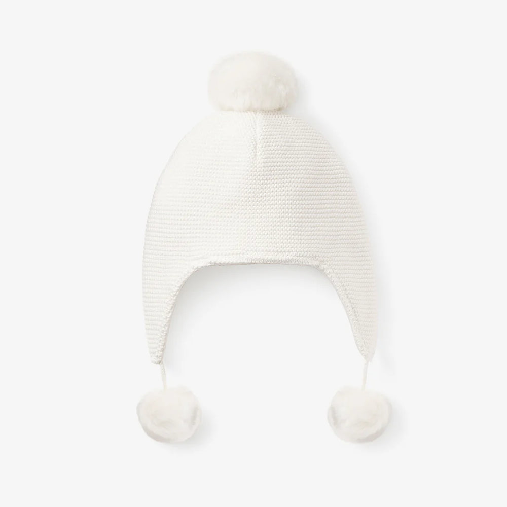 Elegant Baby Sofia and Finn White Pom Pom Hat
