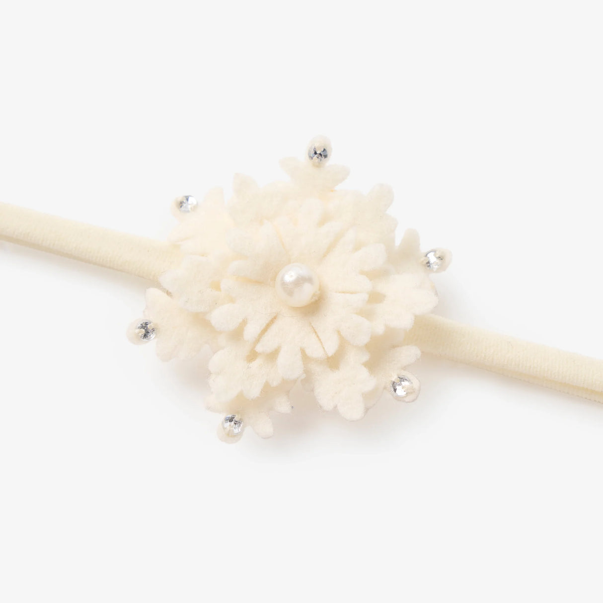 Elegant Baby Pearl Snowflake Baby Soft Headband