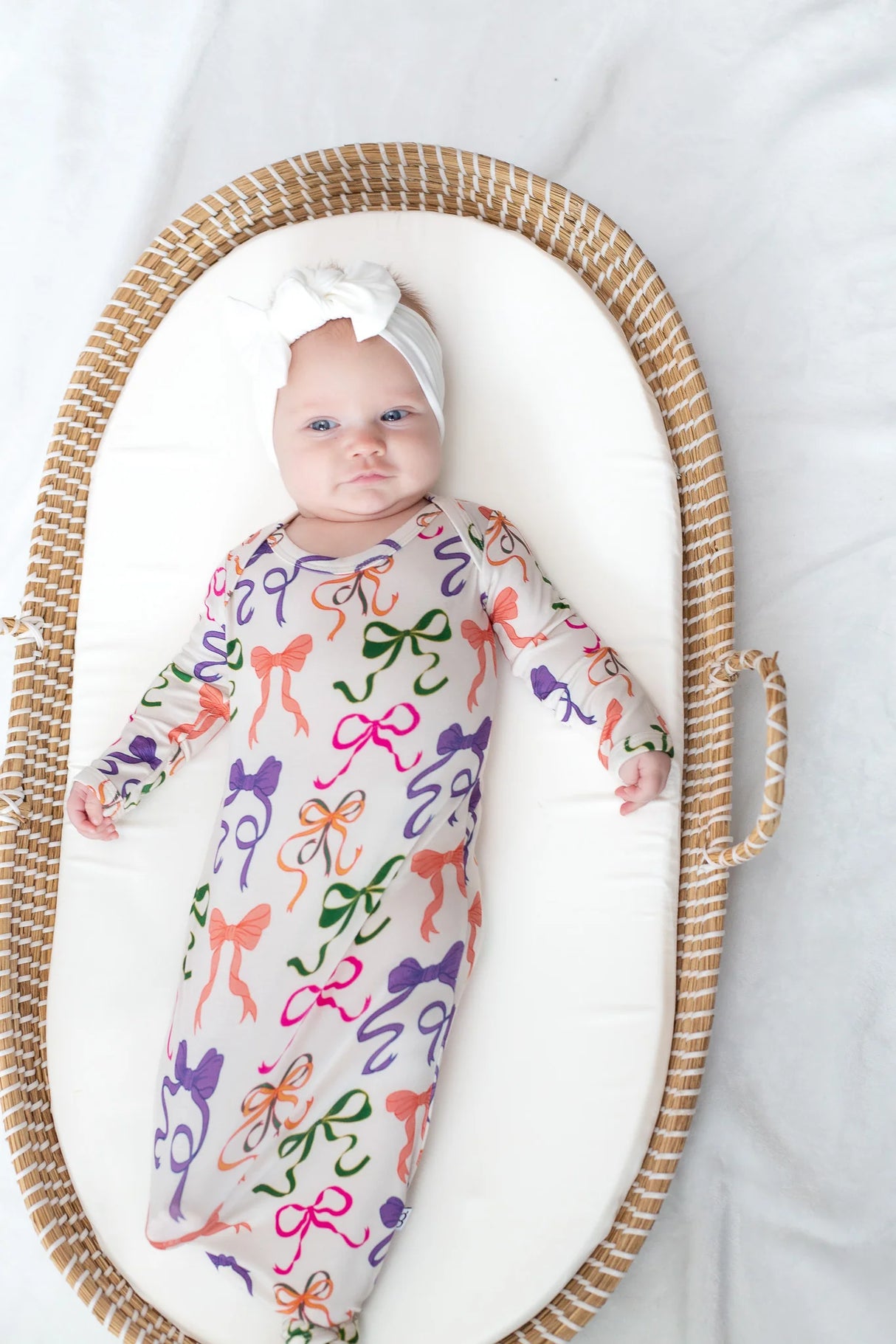 Goosies Bows Bamboo Knotted Infant Gown | 0-3M