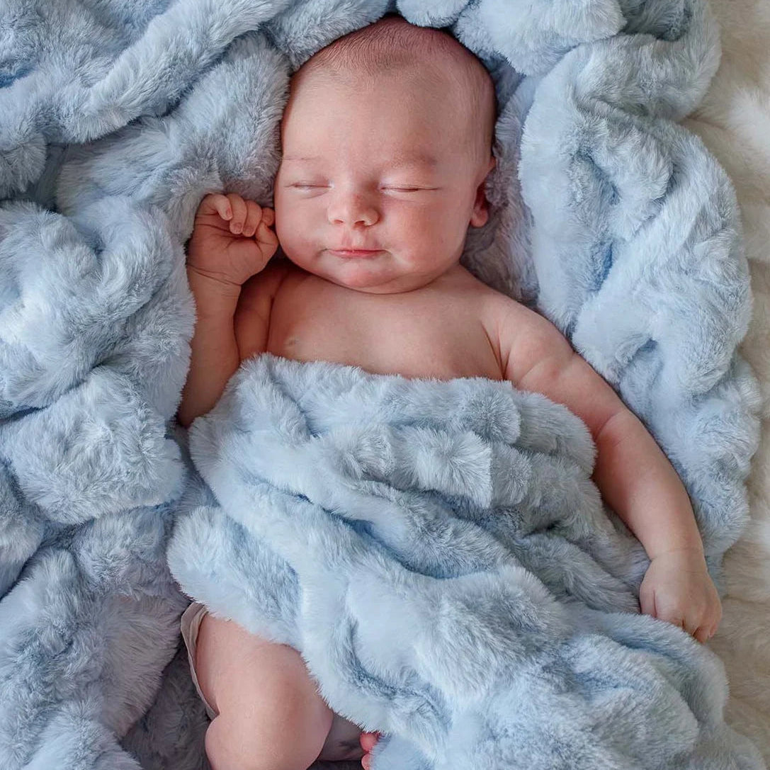 Caden Lane Ice Baby Double-Ruched Luxe Faux Fur Baby Blanket (40x30)