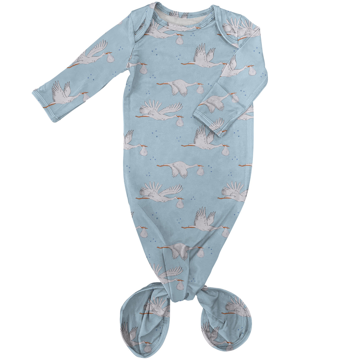 Goosies Stork Bamboo Knotted Infant Gown | Boy 0-3M