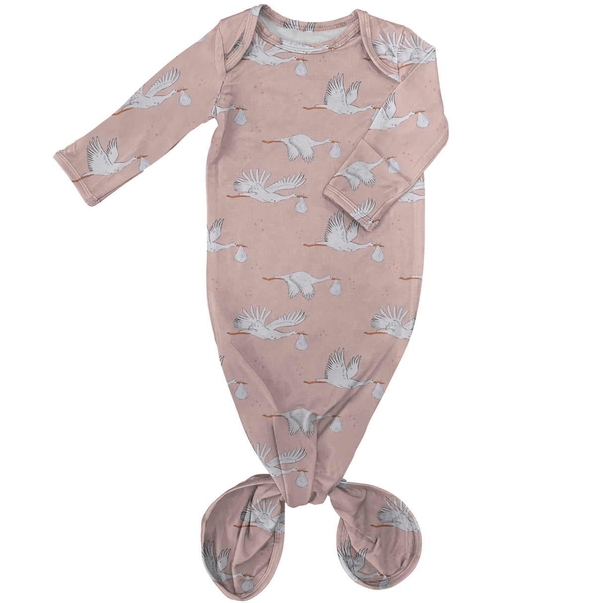 Goosies Stork Bamboo Knotted Infant Gown | Girl 0-3M