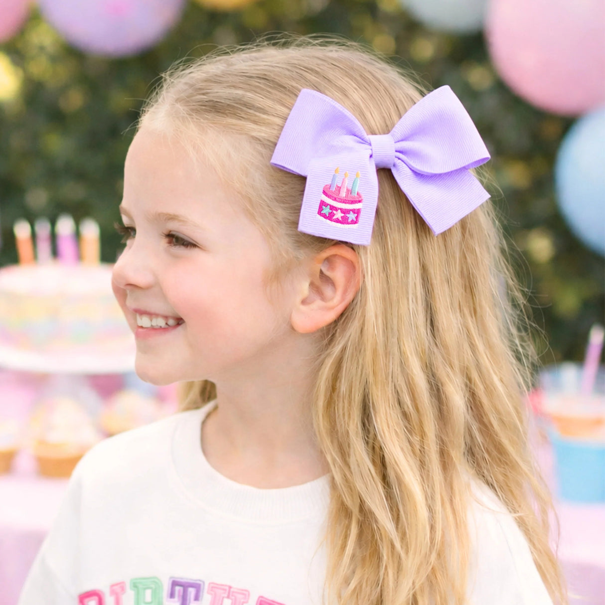 Birthday Cake Hair Bow | Purple
