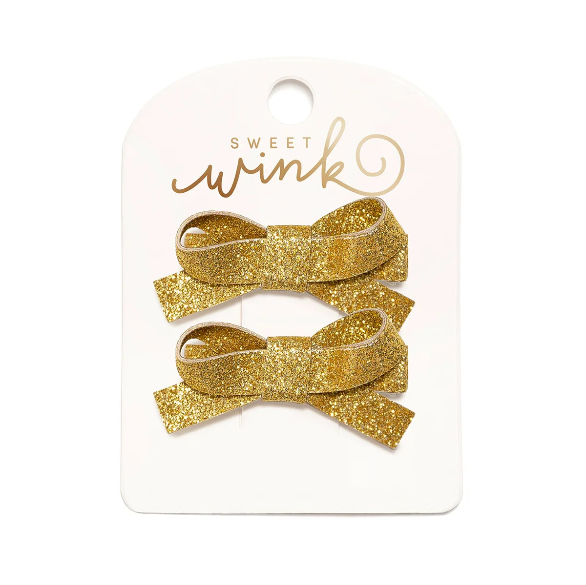 Sweet Wink Gold Sparkle Bow Clip Set