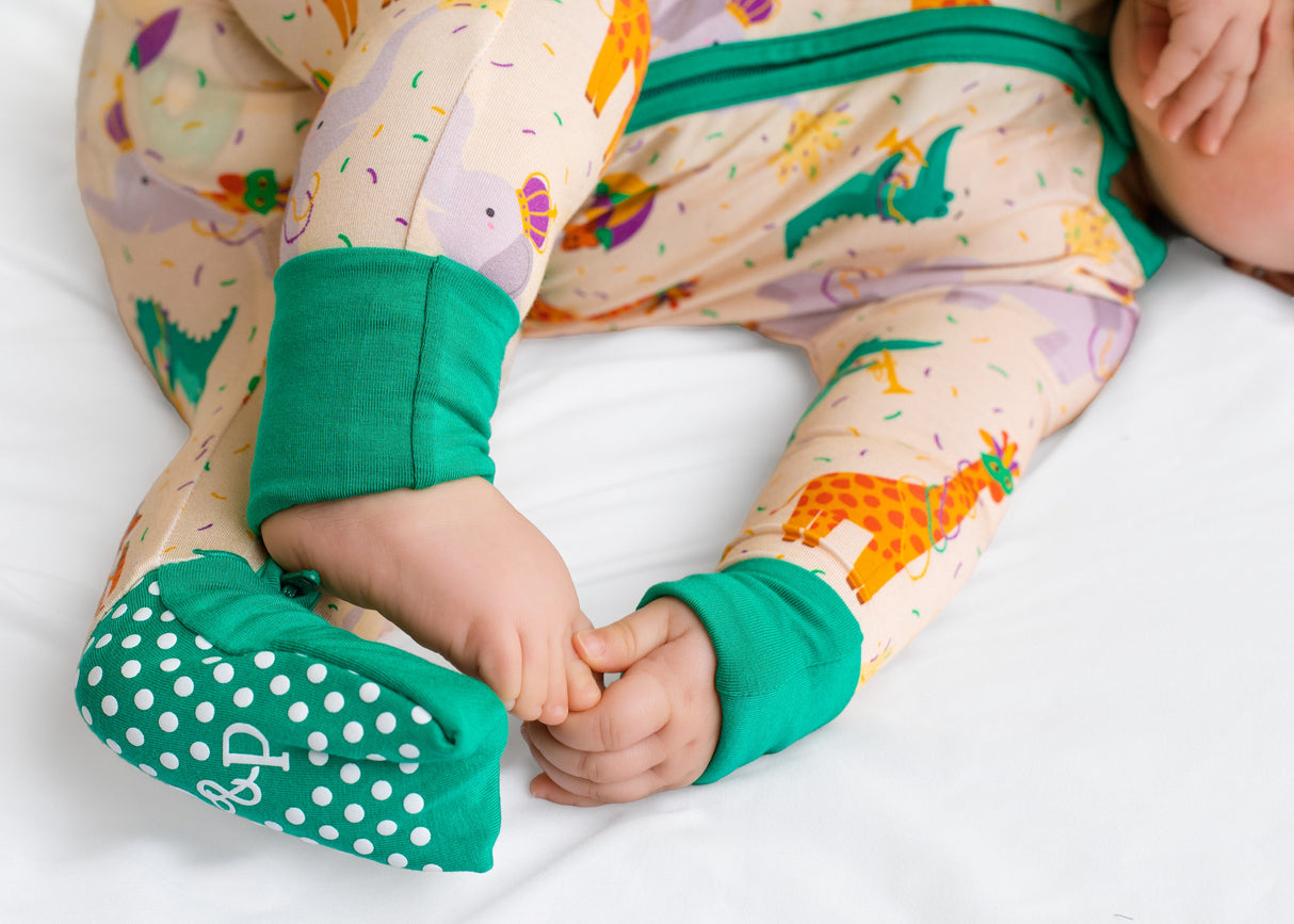 Pearls & Pelicans Zoo Mardi Gras Bamboo Zip-Up Pajamas