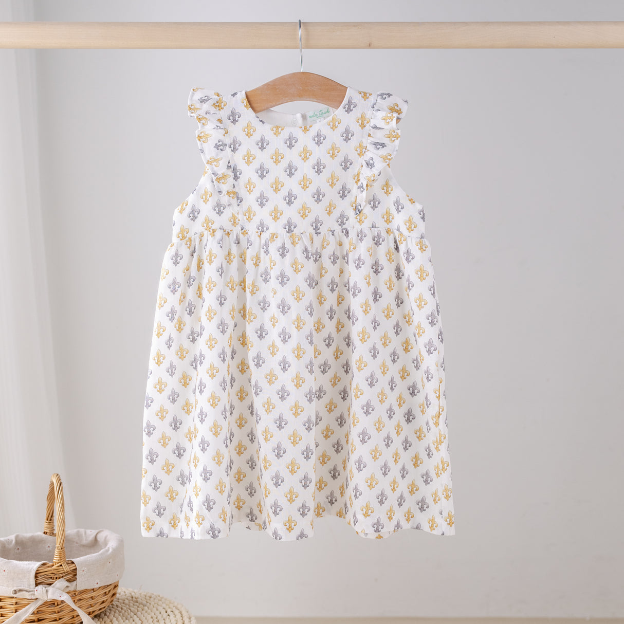 Nola Tawk Black & Gold Fleur de Lis Organic Muslin Dress