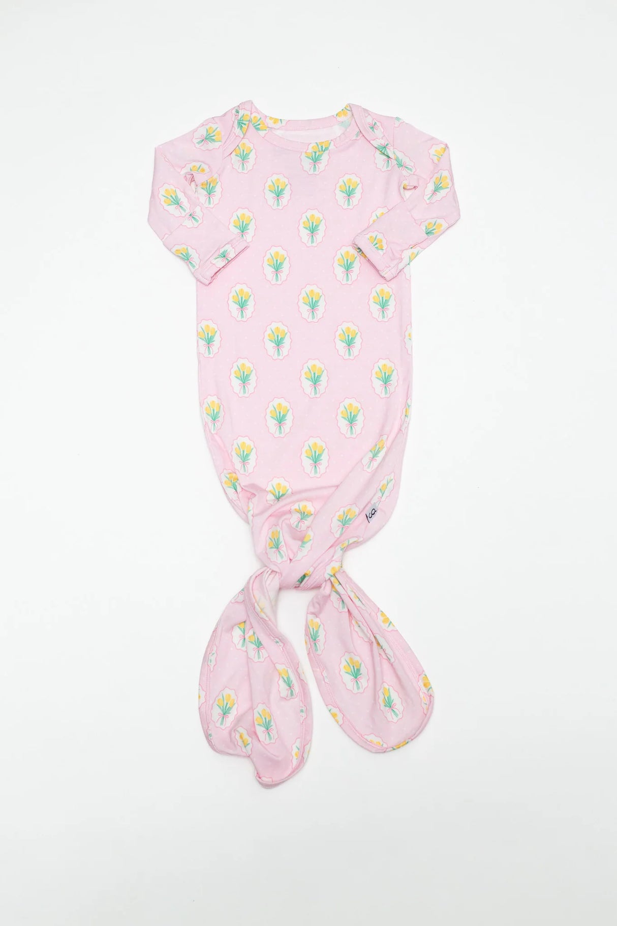 Goosies Fancy Tulips Bamboo Knotted Infant Gown | 0-3M