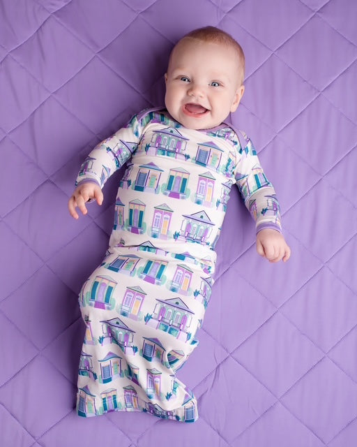 Pearls & Pelicans Home Sweet NOLA Bamboo Gown(0-3mo)