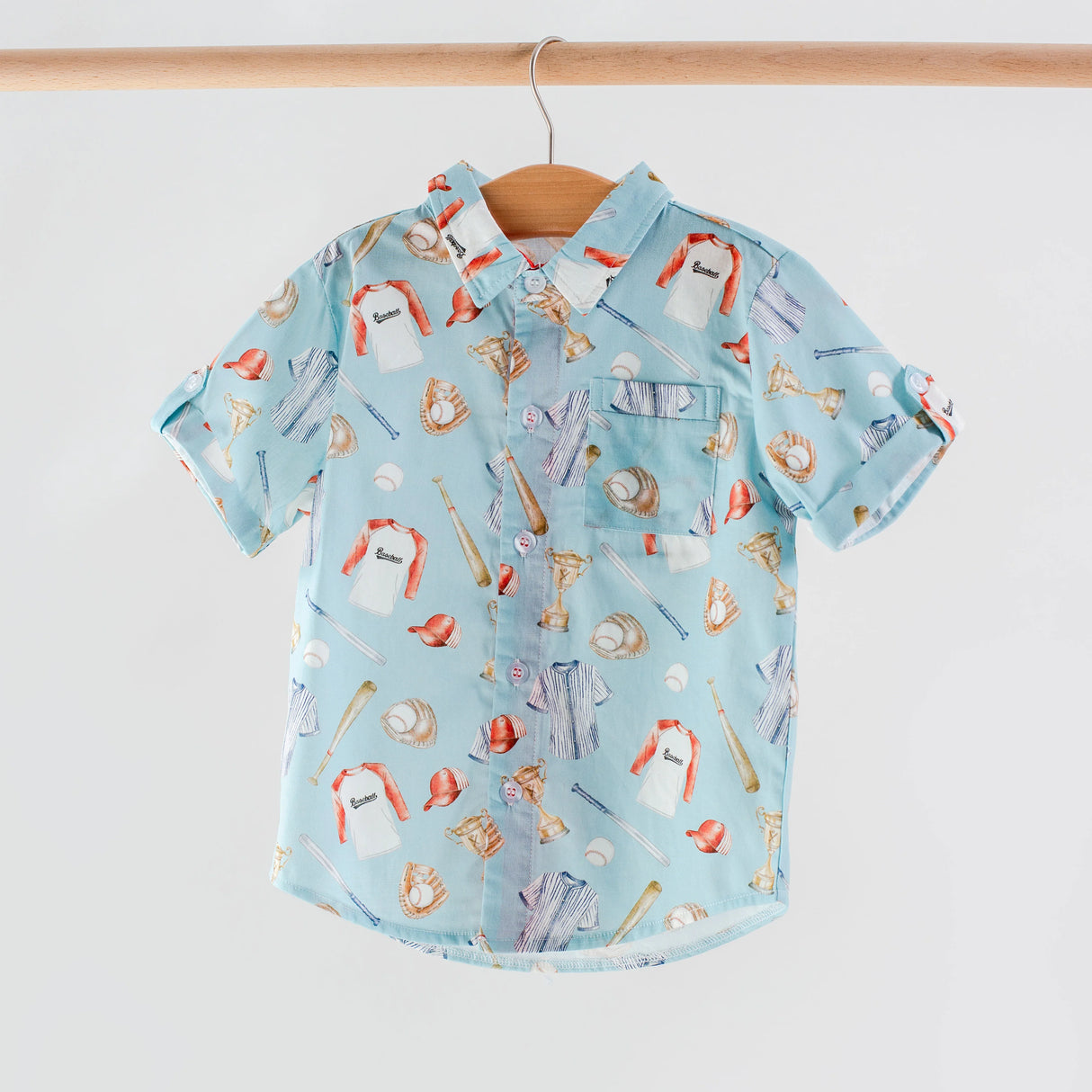 Nola Tawk Let's Play Ball Short Sleeve Collared Shirt