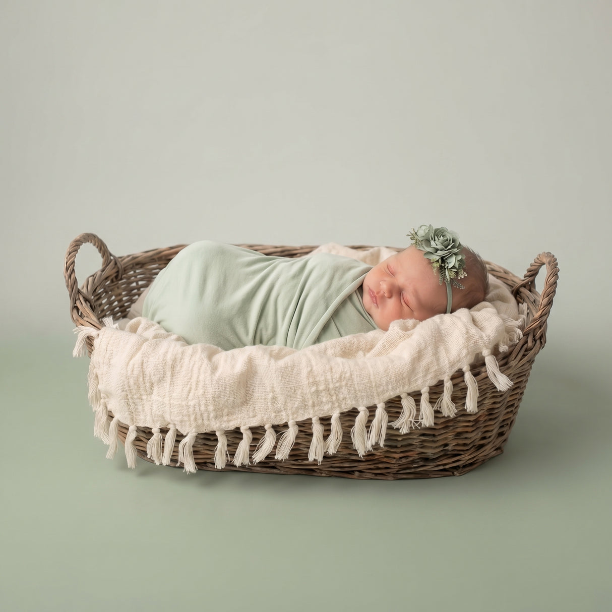Sugar + Maple Bamboo Swaddle Blanket | Spring Green