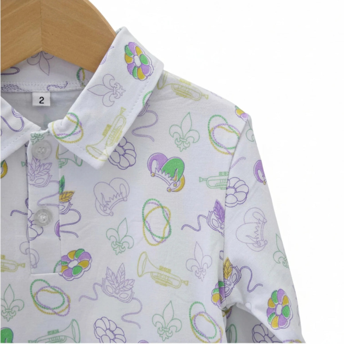 Oak Lane Long Sleeve Mardi Gras Polo Shirt