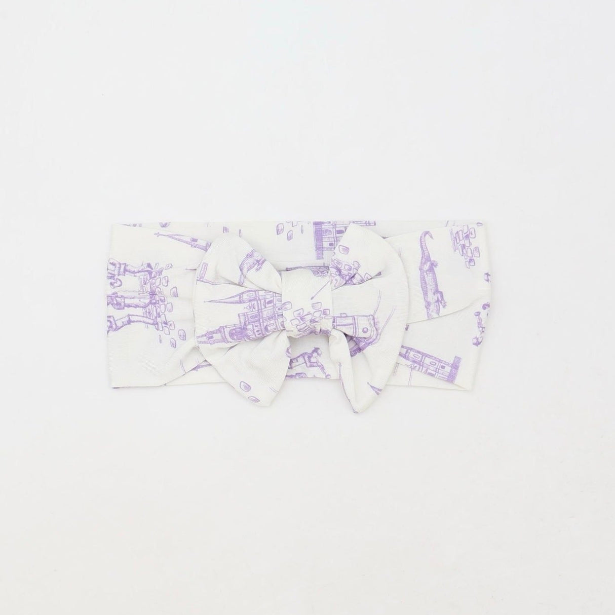 Southern Slumber Lavender Toile Bamboo Bow Headband