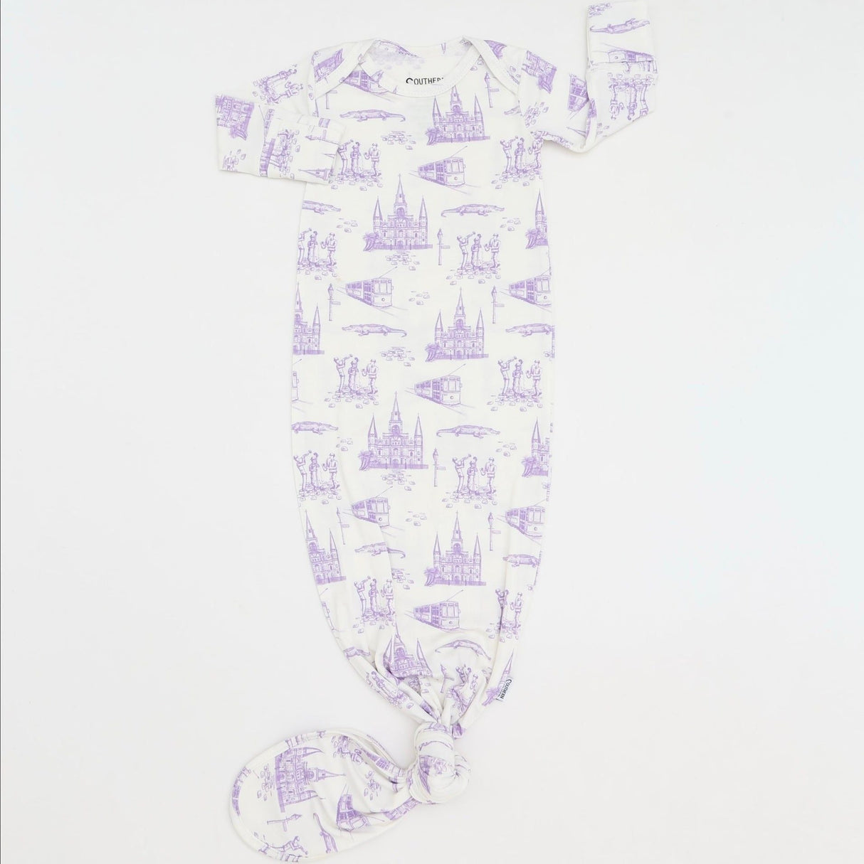 Southern Slumber Lavender Toile Bamboo Knotted Gown | NB