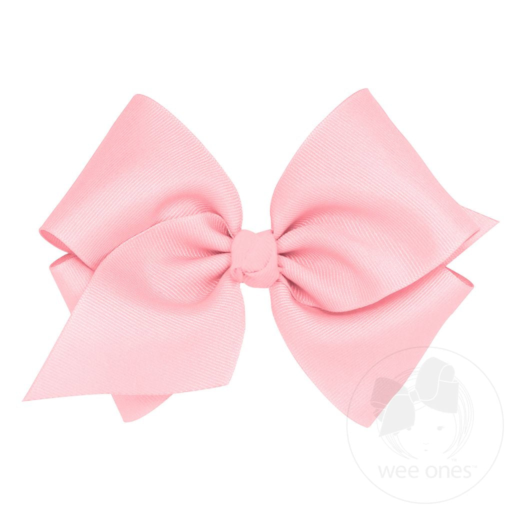 Wee Ones Light Pink Mini King Classic Grosgrain Girls Hair Bow on Baby Band