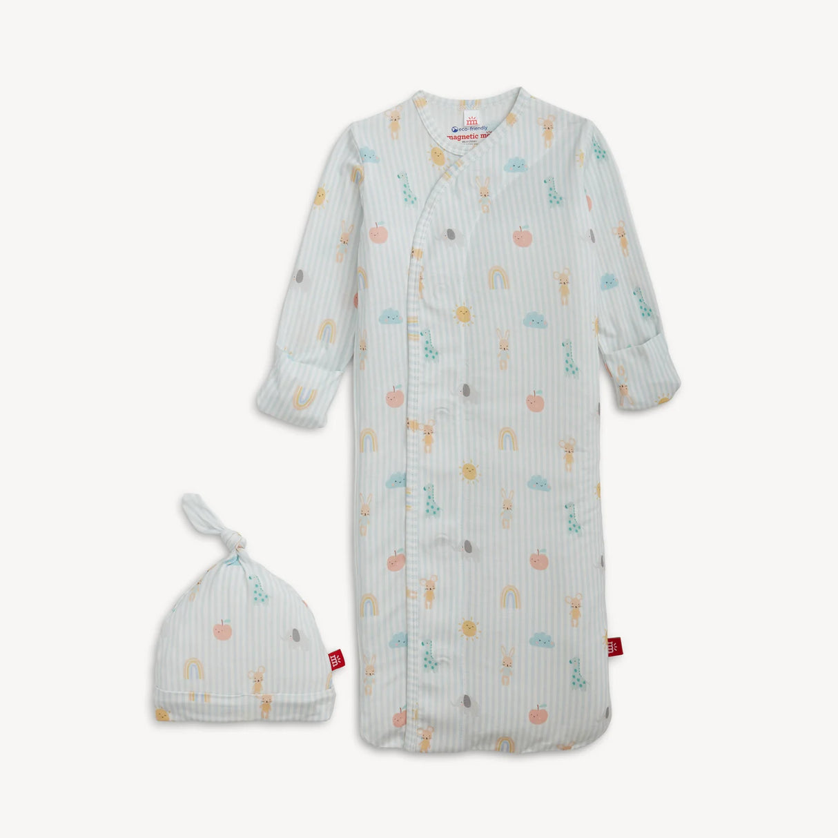 Magnetic Me Lullaby Sky Blue Modal Magnetic Gown + Hat Set | NB-3M