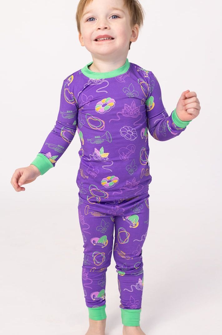 Southern Slumber Mardi Gras Purple 2-Piece Bamboo Pajama Set