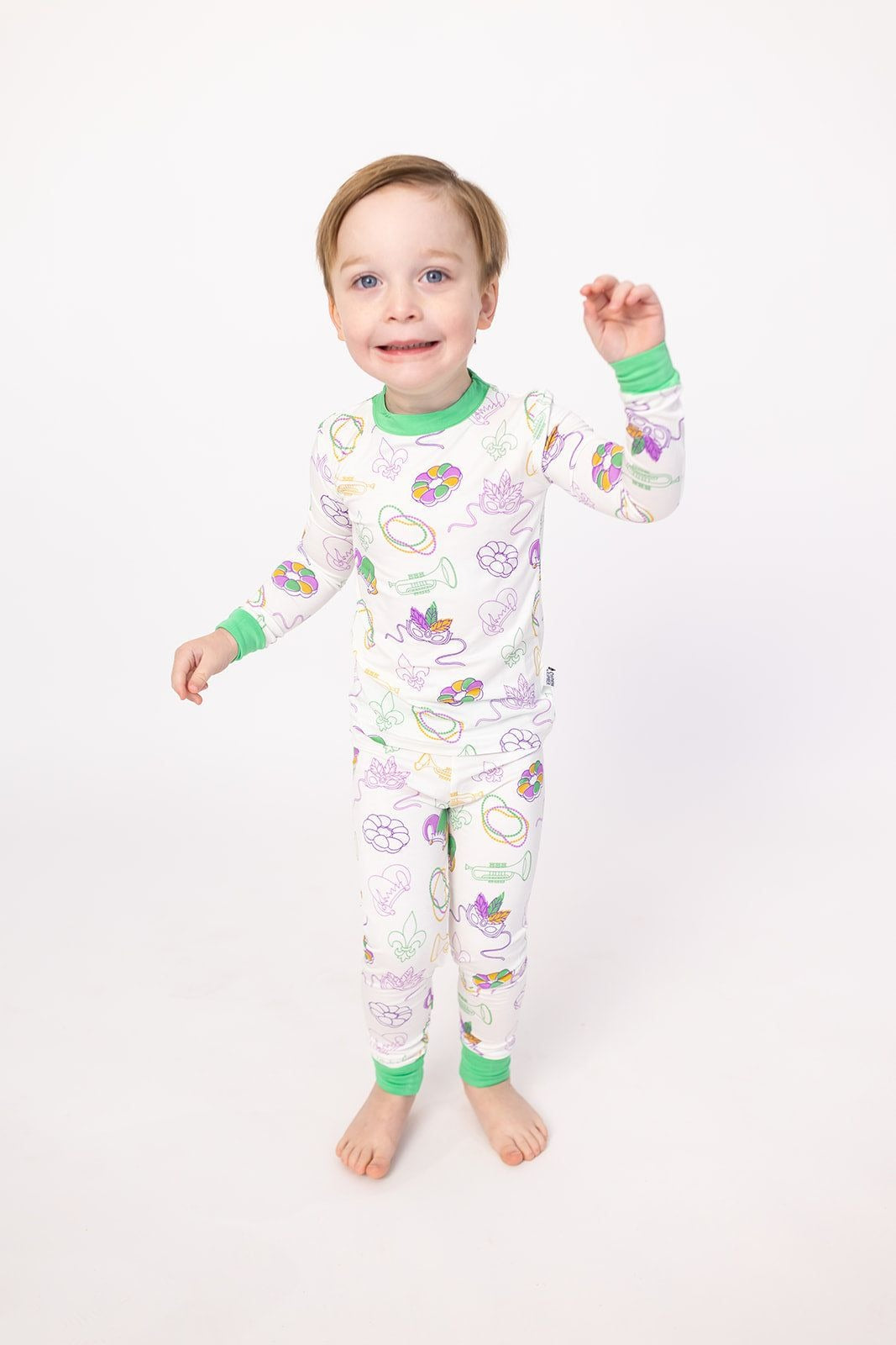 Southern Slumber Mardi Gras White 2-Piece Bamboo Pajama Set