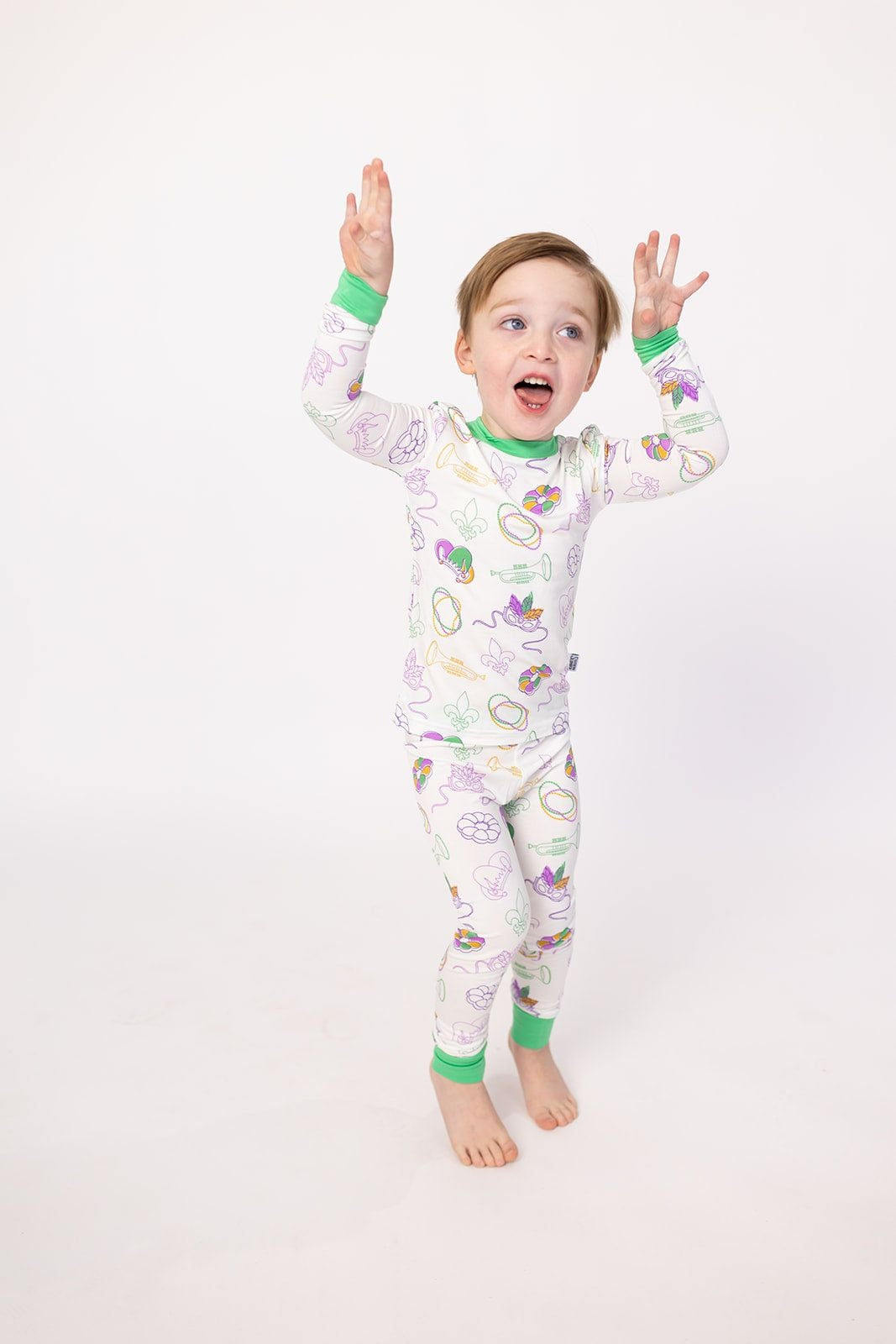 Southern Slumber Mardi Gras White 2-Piece Bamboo Pajama Set