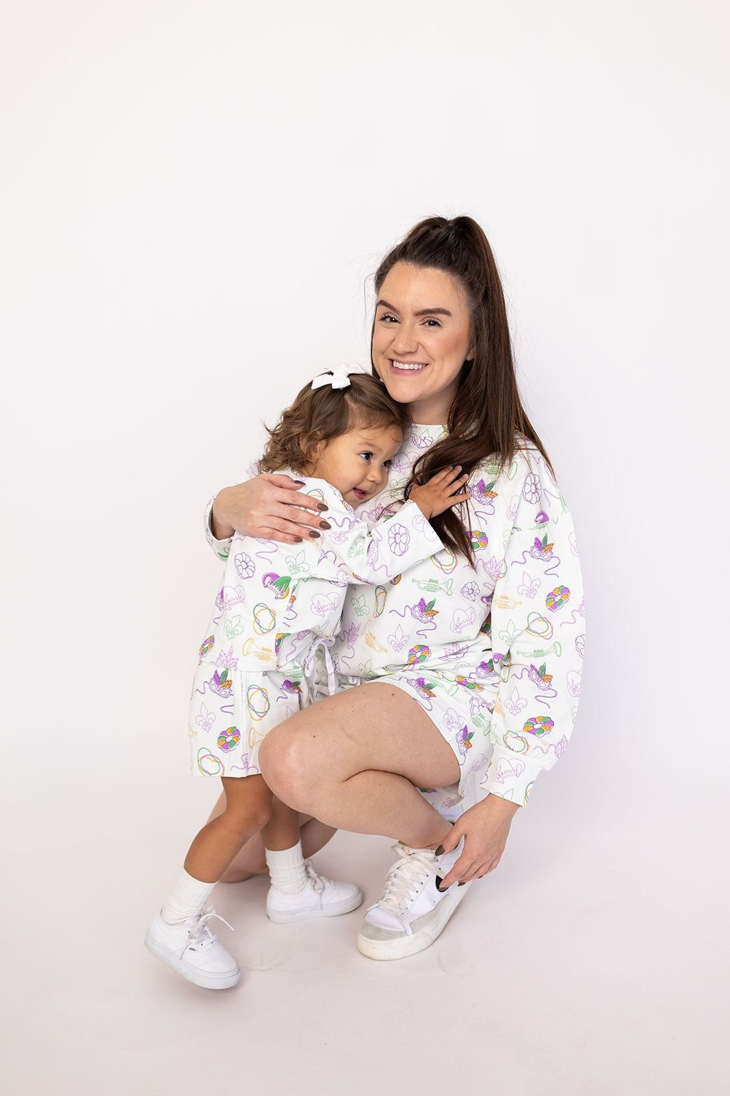 Southern Slumber Mardi Gras White Bamboo Womens Sweatshirt Set