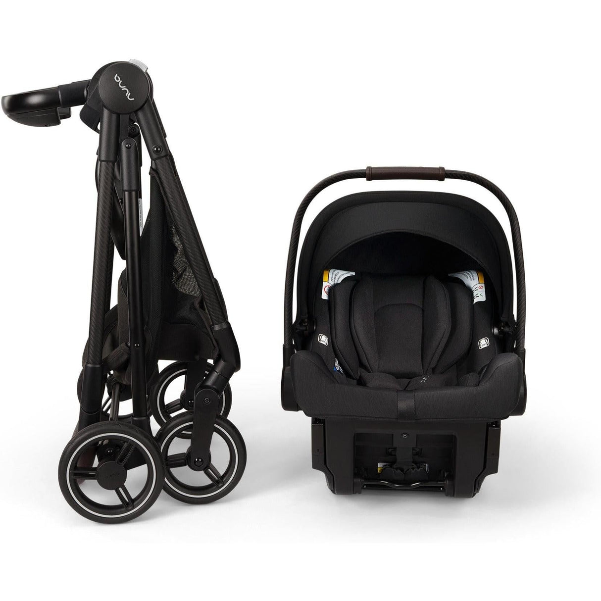 NUNA URBN FLEX SYSTEM Caviar | stroller frame, PIPA™ urbn car seat, ring adapter and carry bag