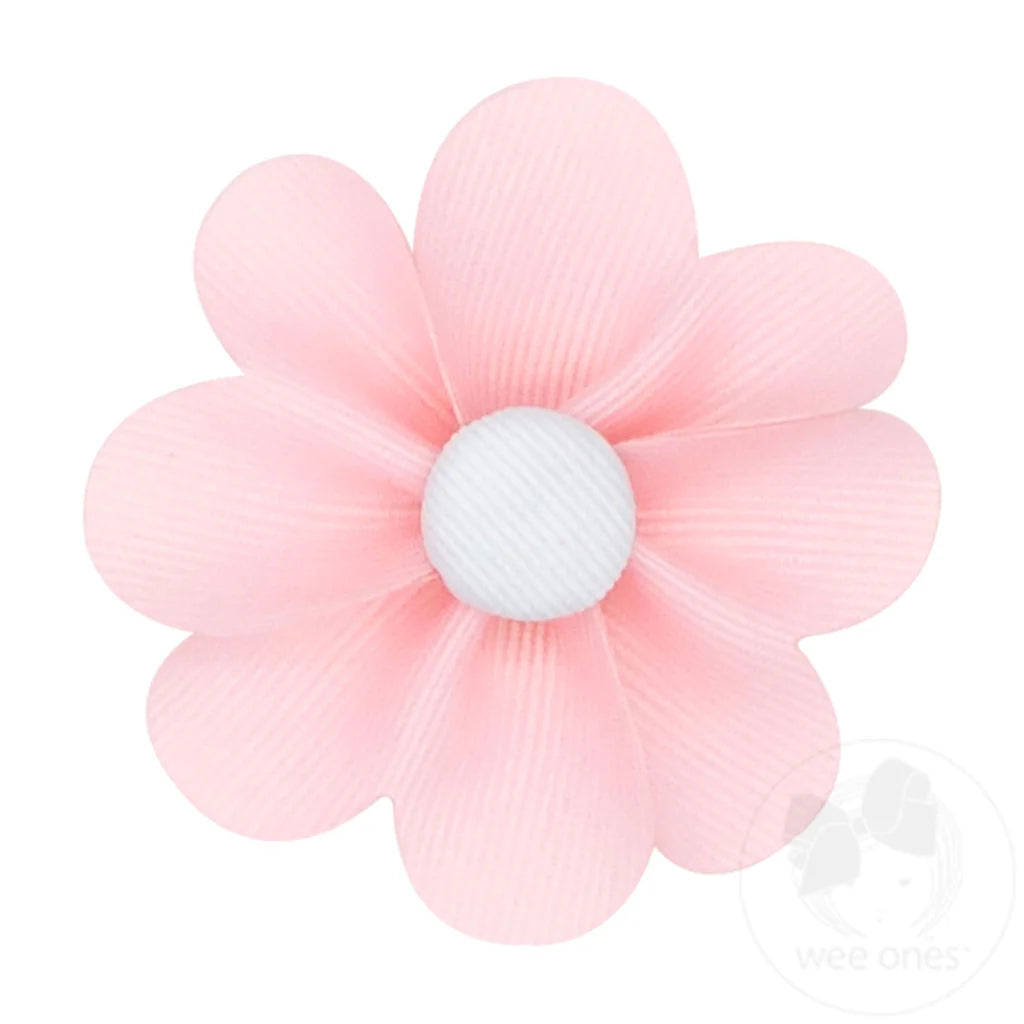 Wee Ones Grosgrain Petal Flower Hair Clip w/ Button Center