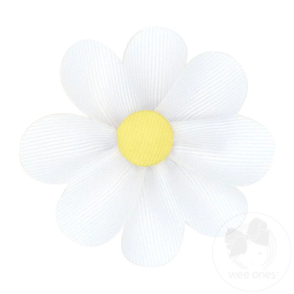 Wee Ones Grosgrain Petal Flower Hair Clip w/ Button Center