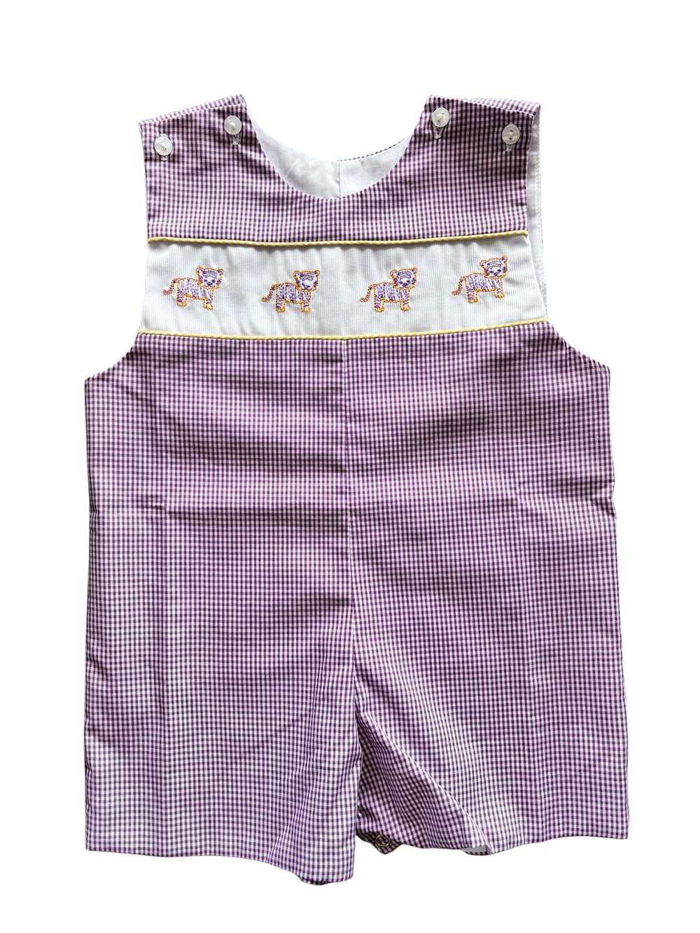 LSU Purple Gingham Smock Shortall