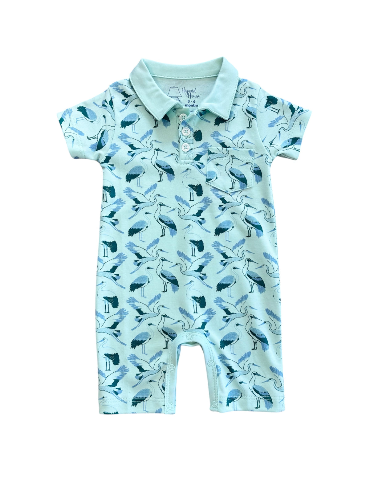Heyward House Stork Study Collared Playtime Pima Romper