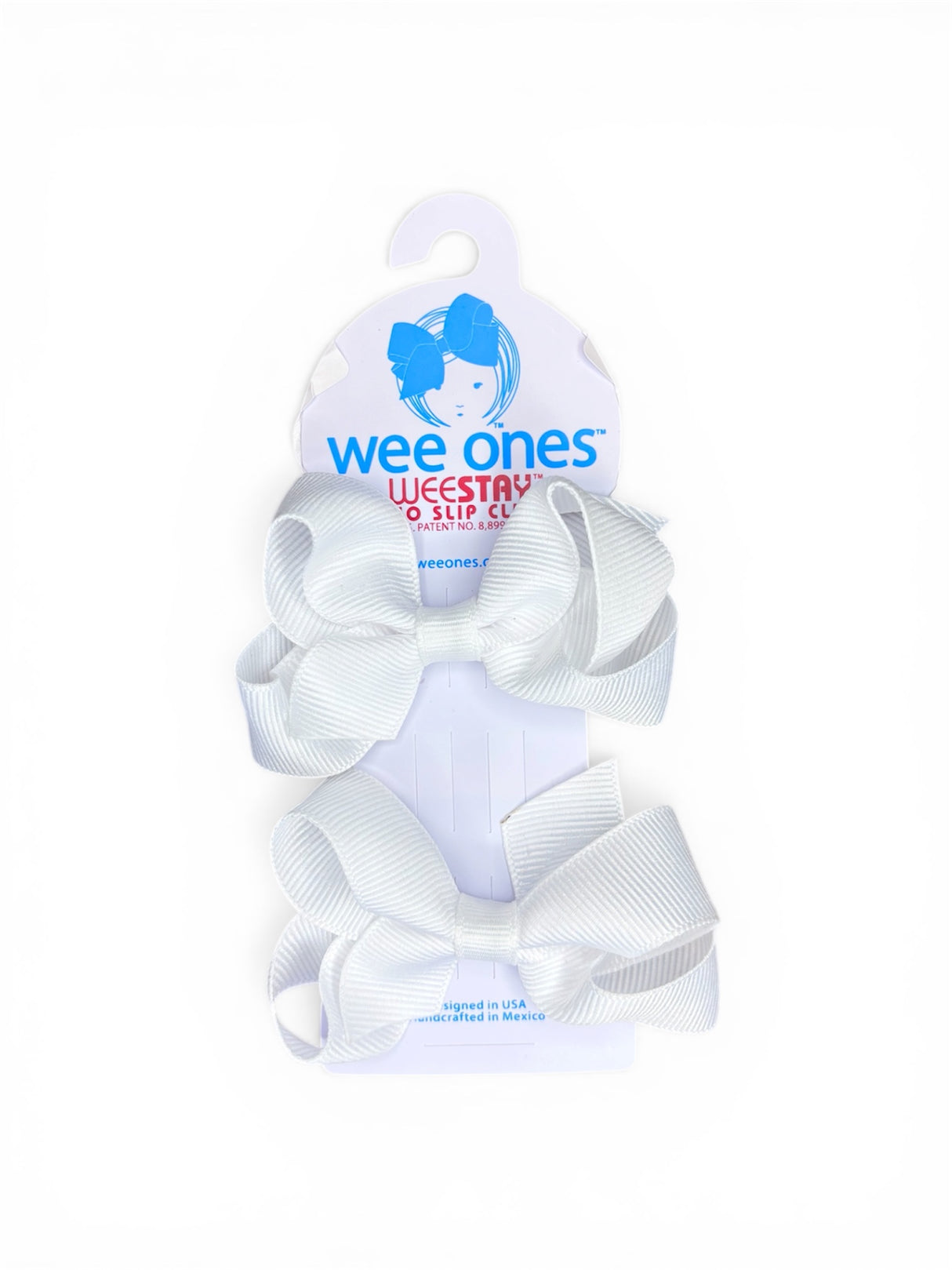Wee Ones White Mini Grosgrain Bow Pair Set
