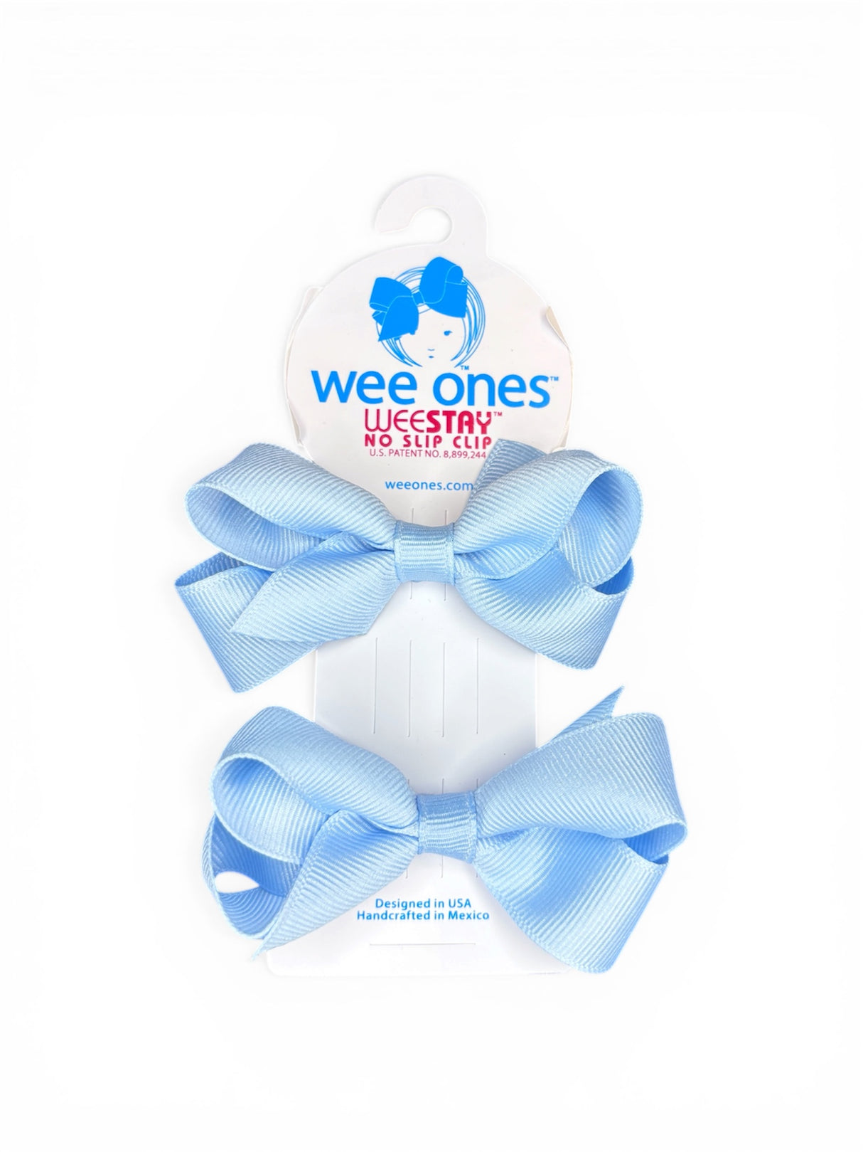 Wee Ones Millenial Blue Mini Grosgrain Bow Pair Set