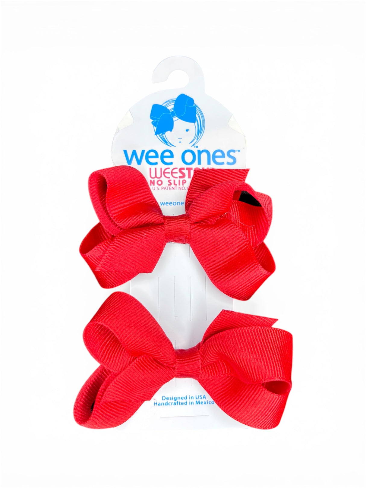 Wee Ones Red Mini Grosgrain Bow Pair Set