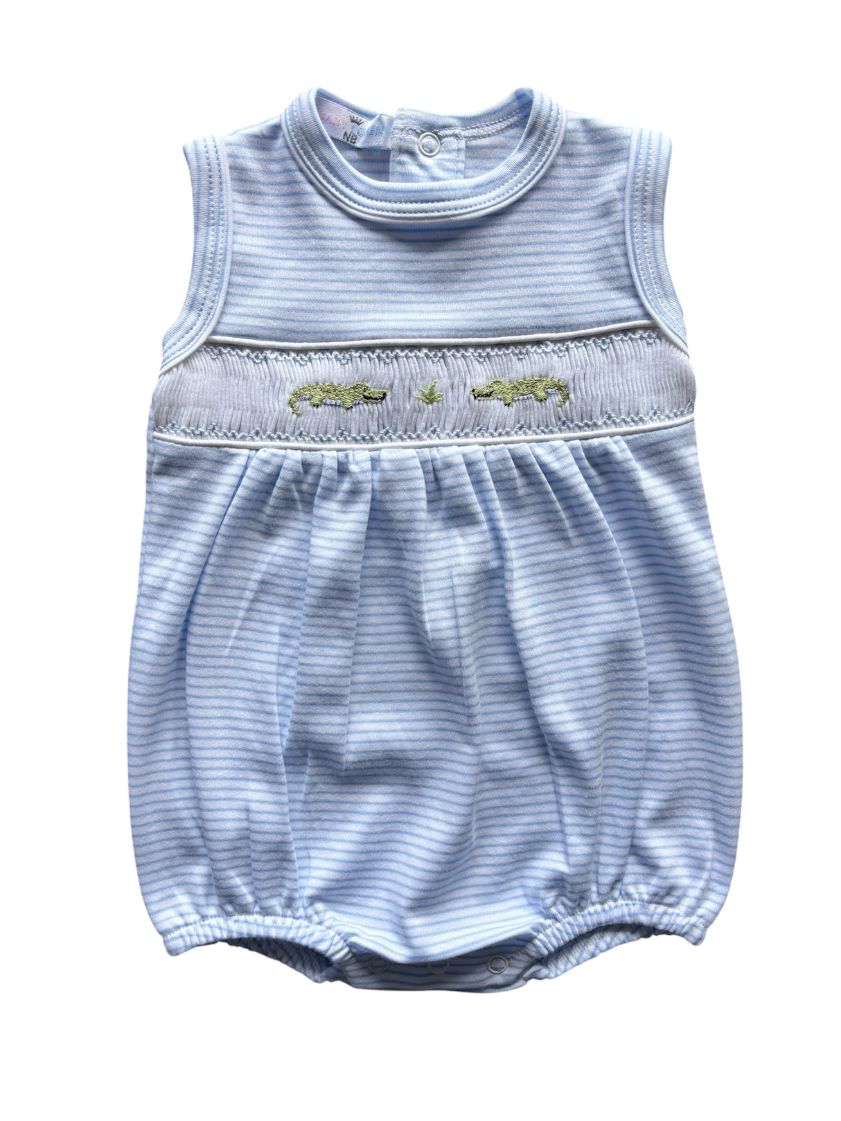 Baby Loren Blue Hand Smock Gators Pima Bubble