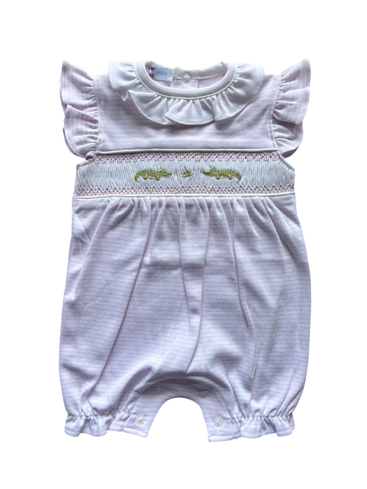 Baby Loren Pink Hand Smock Gators Pima Bubble