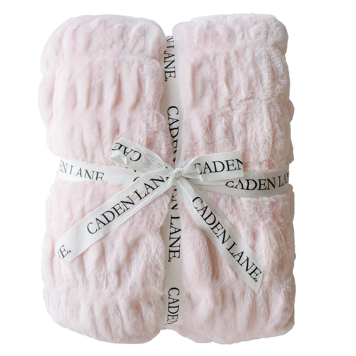 Caden Lane Barely Pink Double-Ruched Luxe Faux Fur Baby Blanket (40x30)