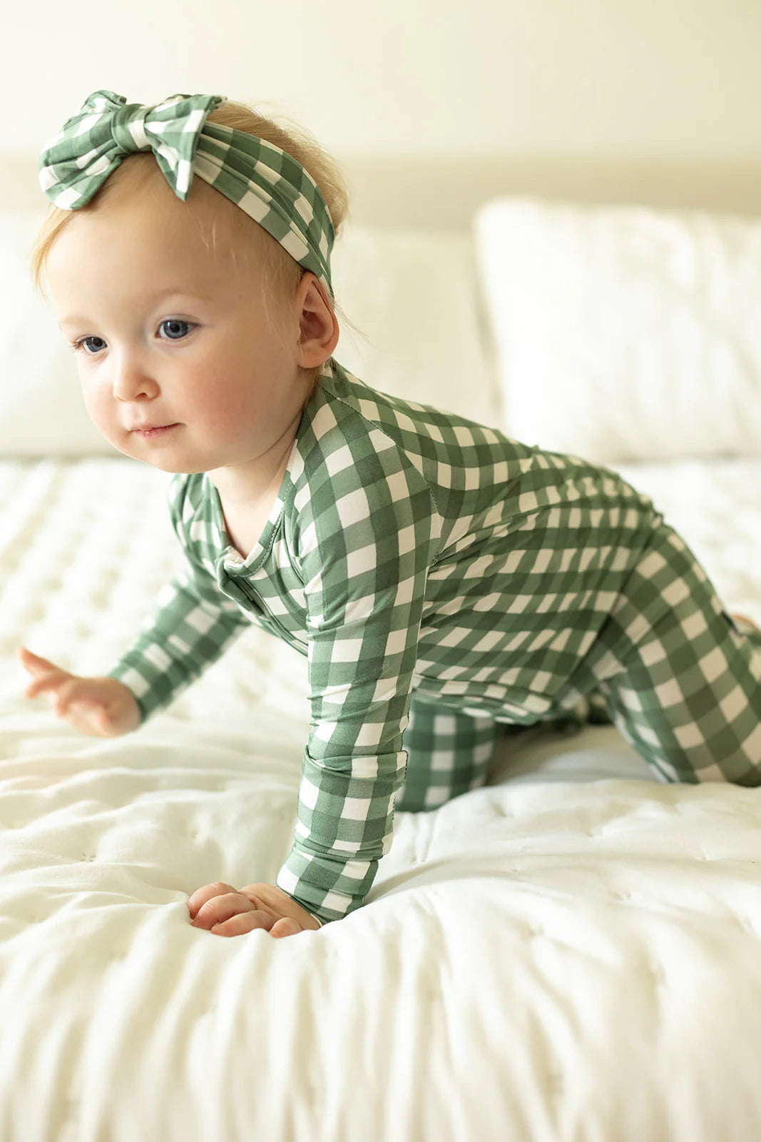 Southern Slumber Green Gingham Double Zipper Bamboo Sleeper
