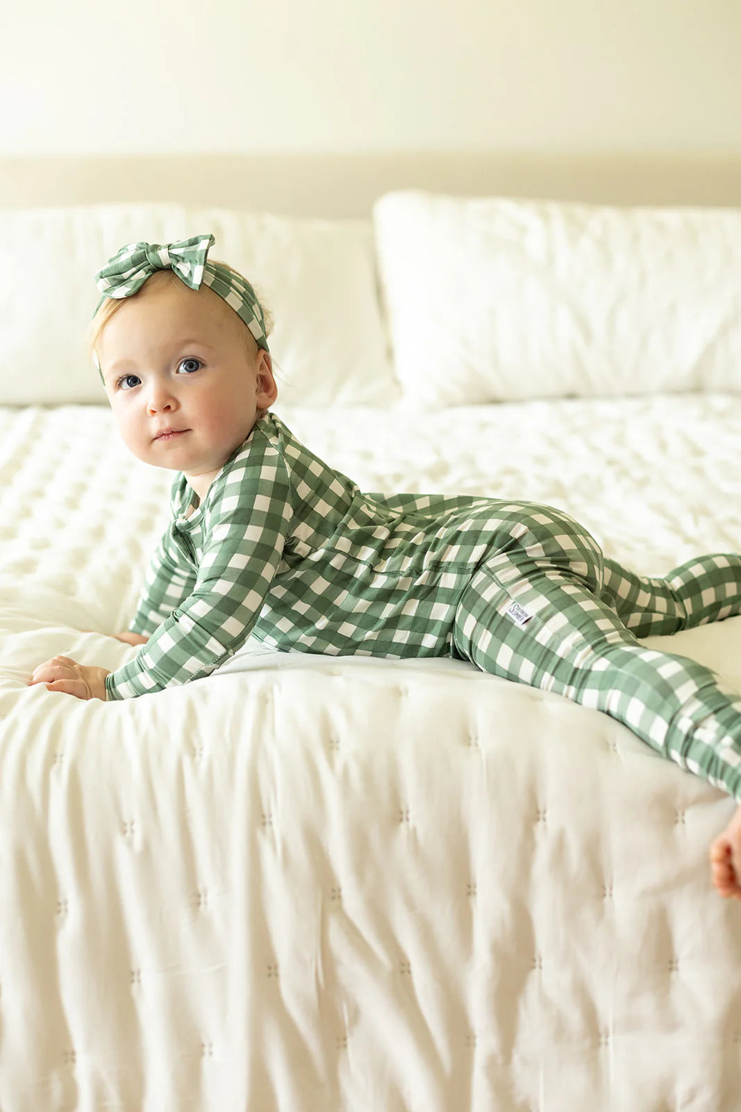 Southern Slumber Green Gingham Double Zipper Bamboo Sleeper