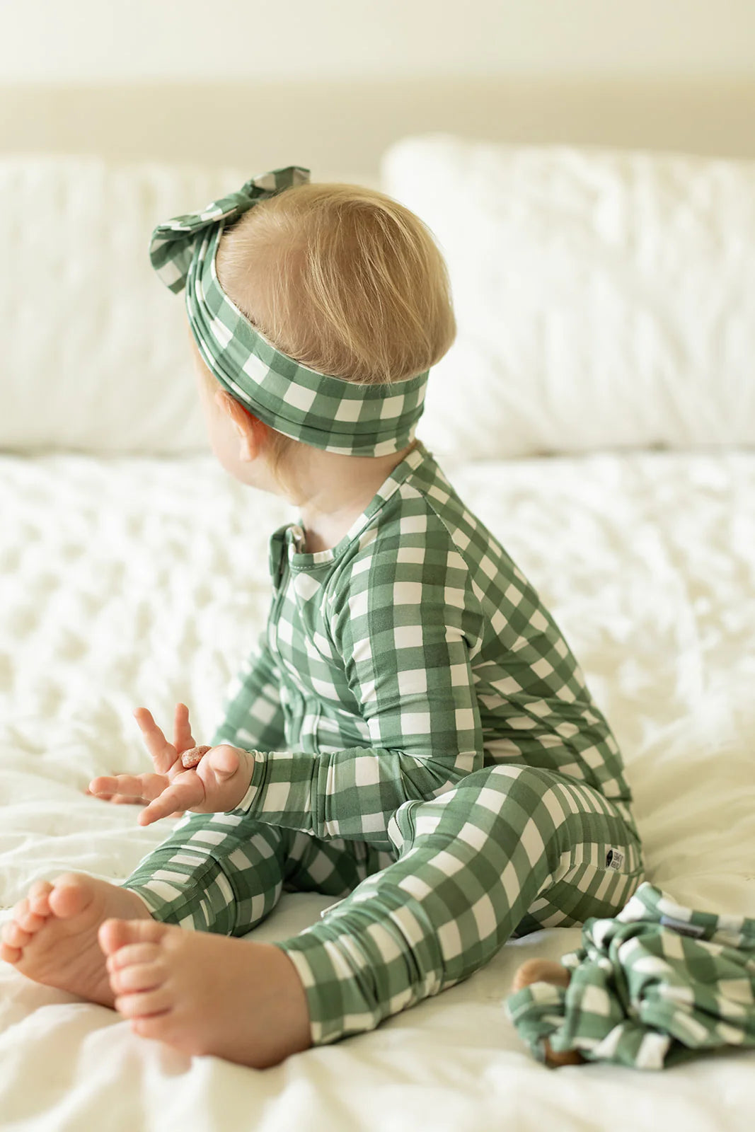 Southern Slumber Green Gingham Double Zipper Bamboo Sleeper