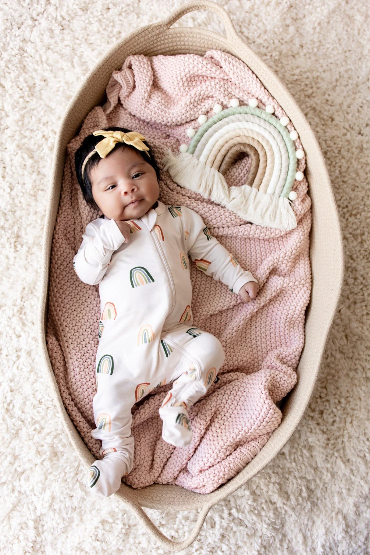Kyte Baby Bamboo Zippered Footie | Retro Rainbow