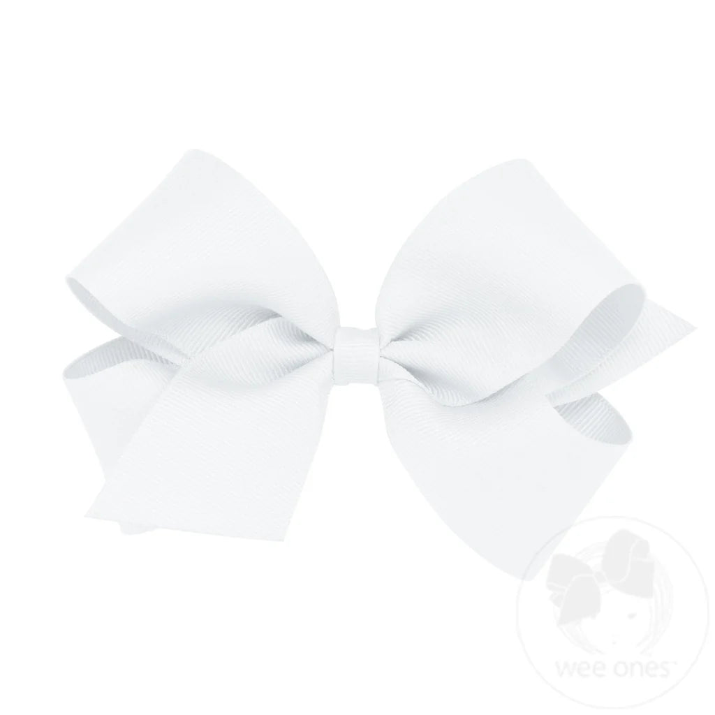 Wee Ones White Medium Classic Grosgrain Hair Bow
