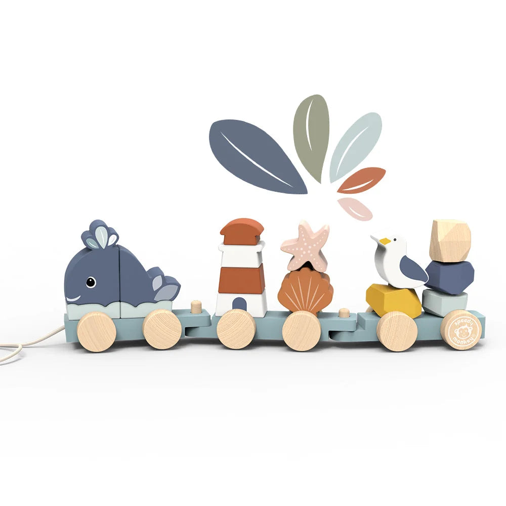 Speedy Monkey Ocean Wooden Stacking Toy Train