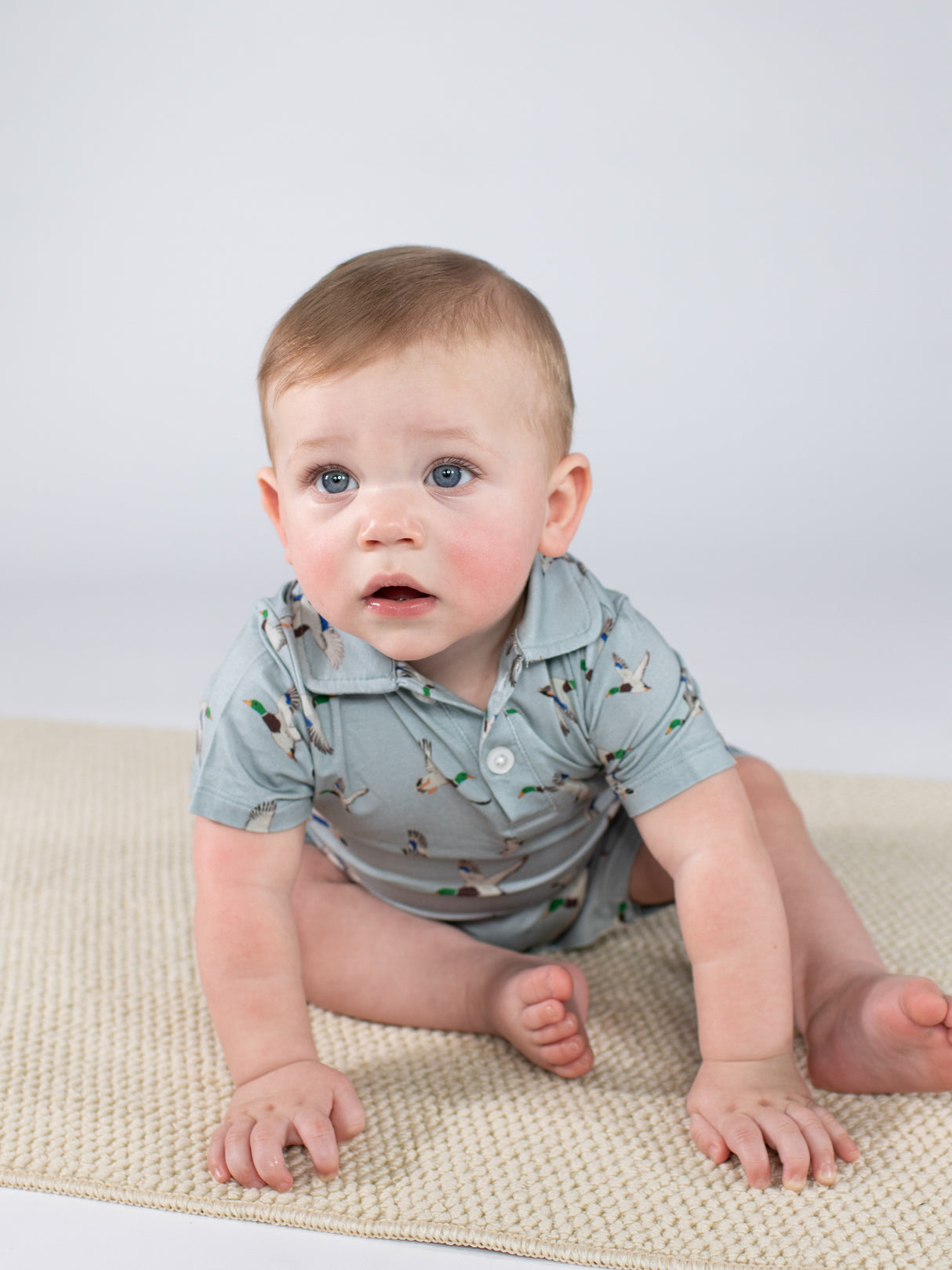 Goosies Mallards Bamboo Short Sleeve Polo Romper