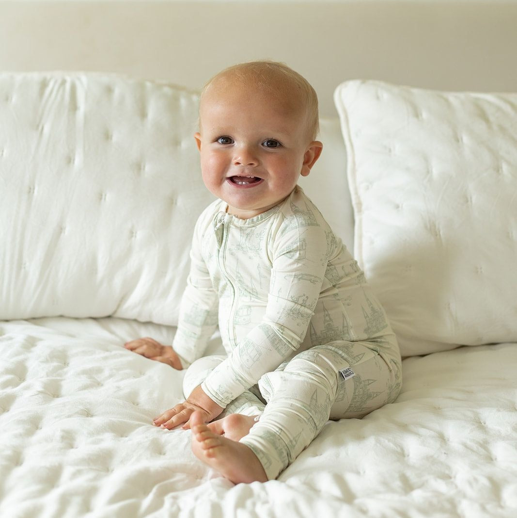 Southern Slumber Sage Toile Double Zipper Bamboo Sleeper