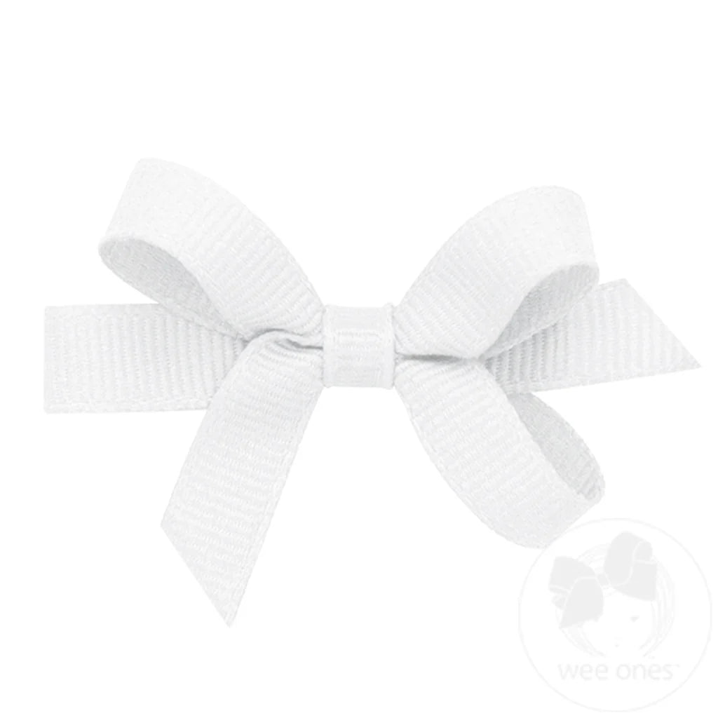 Wee Ones White Baby Classic Grosgrain Girls Hair Bow