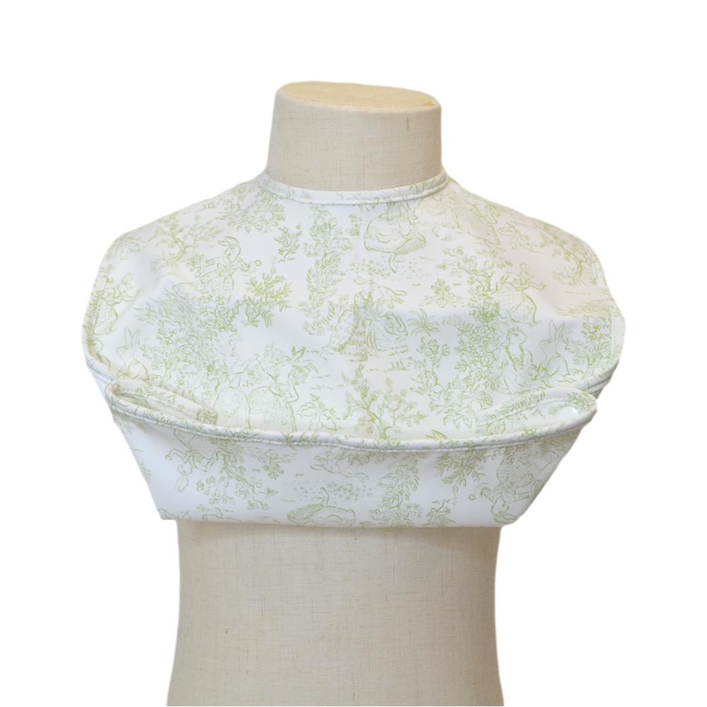 TRVL Design Best Bib Coated Foldable Pocket Bib | Bunny Toile Green