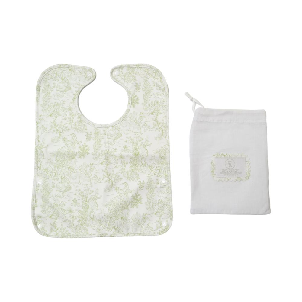 TRVL Design Best Bib Coated Foldable Pocket Bib | Bunny Toile Green