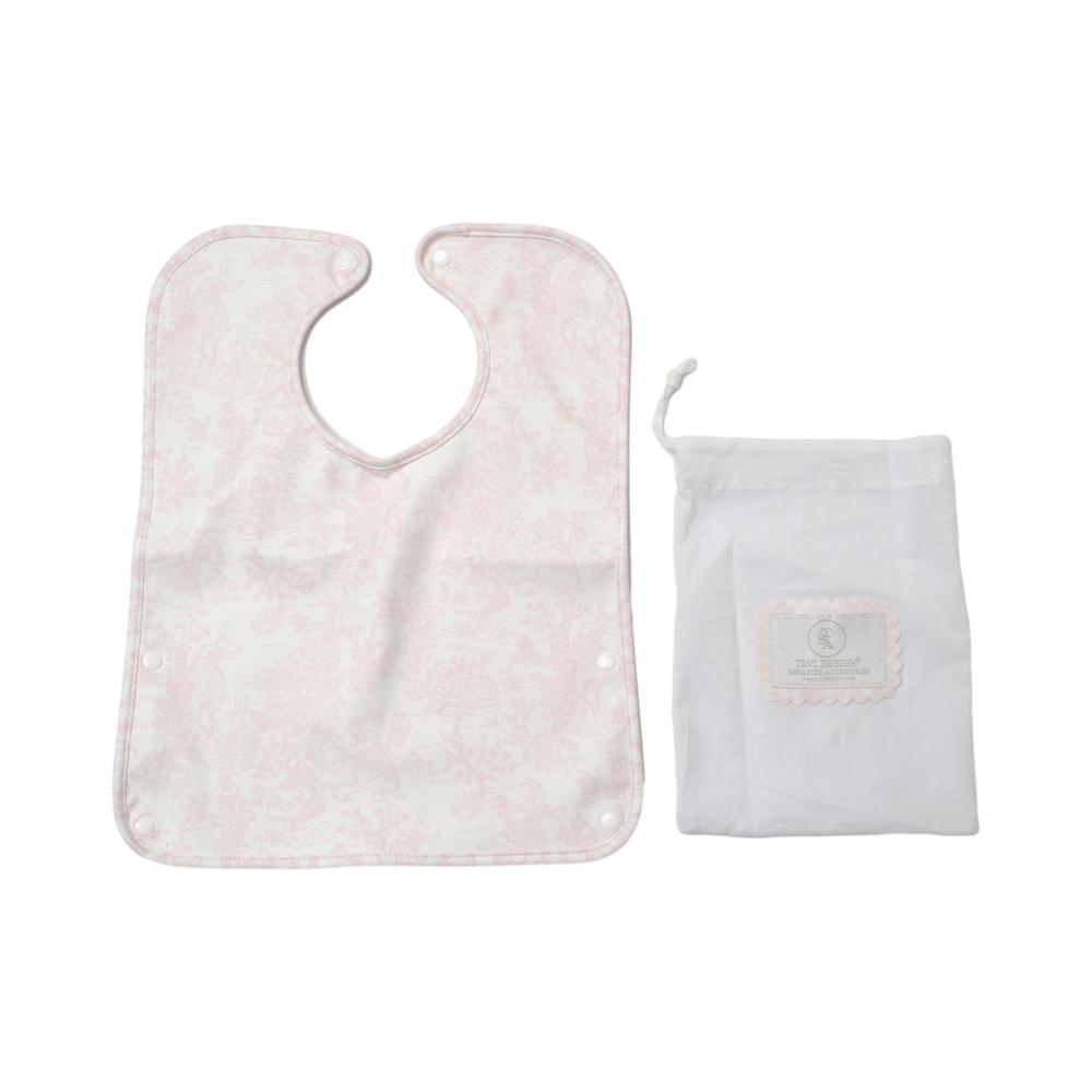 TRVL Design Best Bib Coated Foldable Pocket Bib | Bunny Toile Pink
