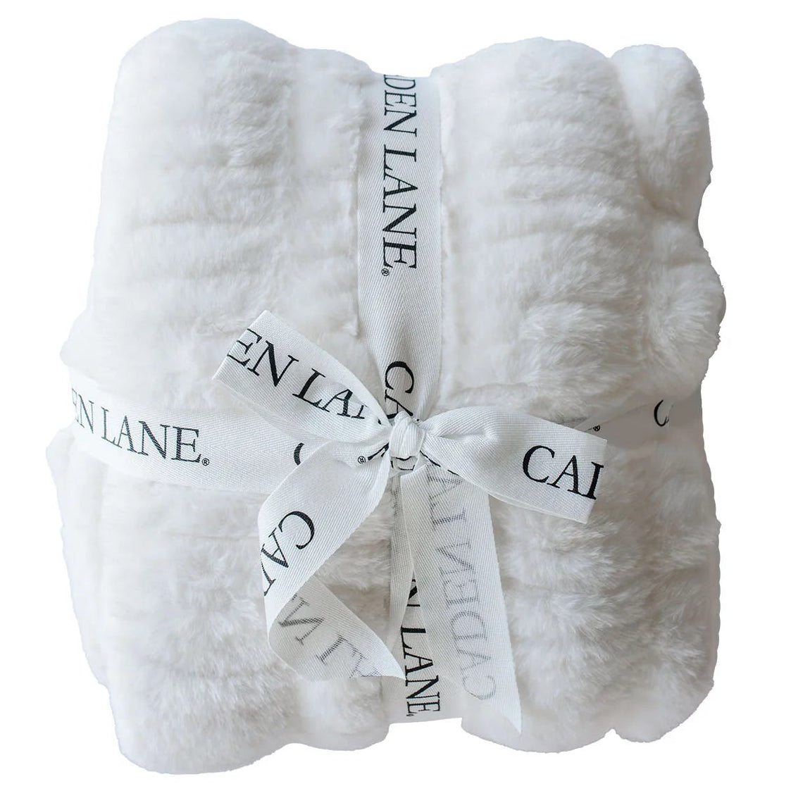 Caden Lane Winter White Double-Ruched Luxe Faux Fur Baby Blanket (40x30)