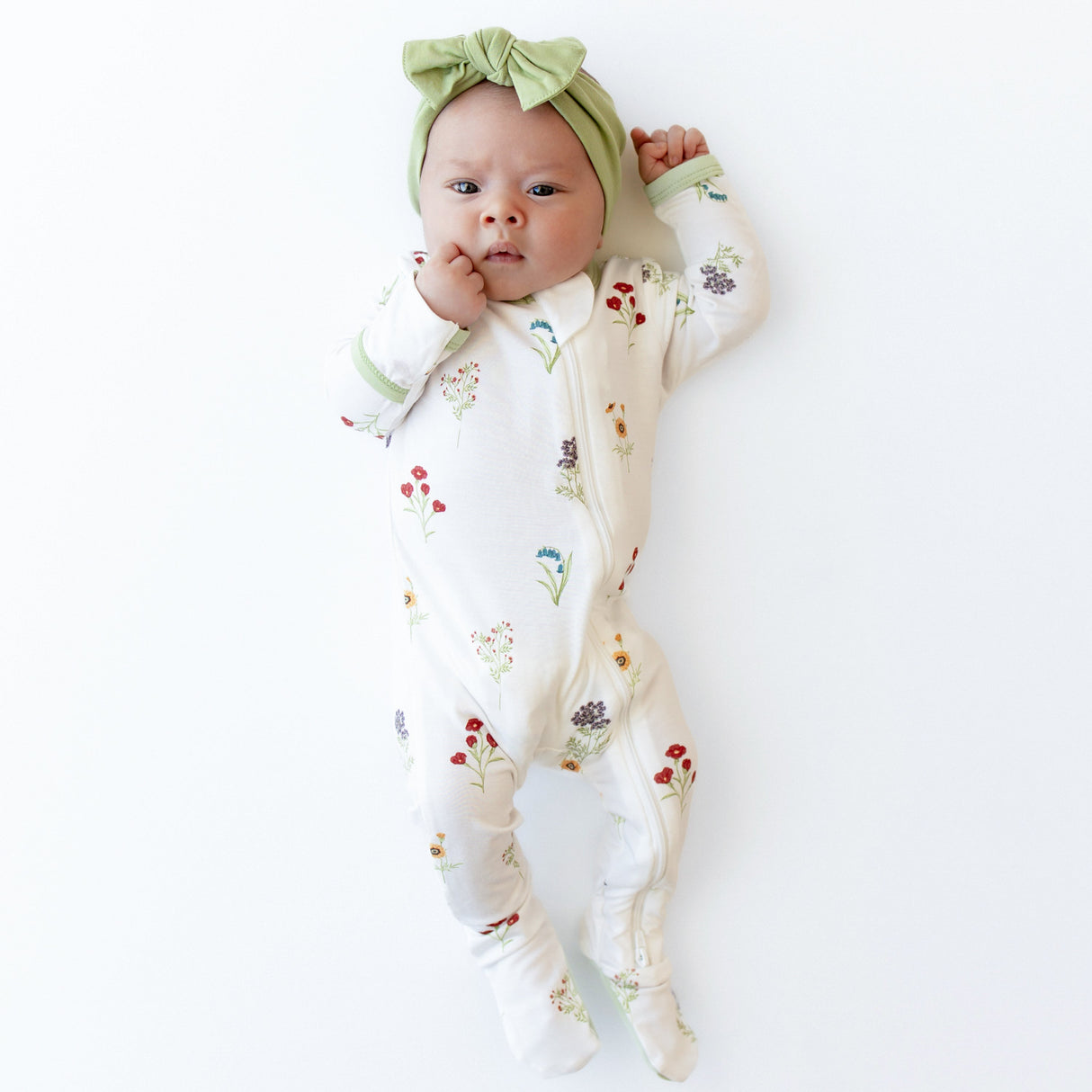 Kyte Bamboo Zippered Footie | Wildflower